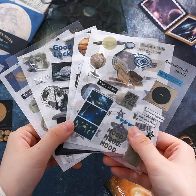 346 Pcs Black Space Cosmos Set with A6 Grid Notebook