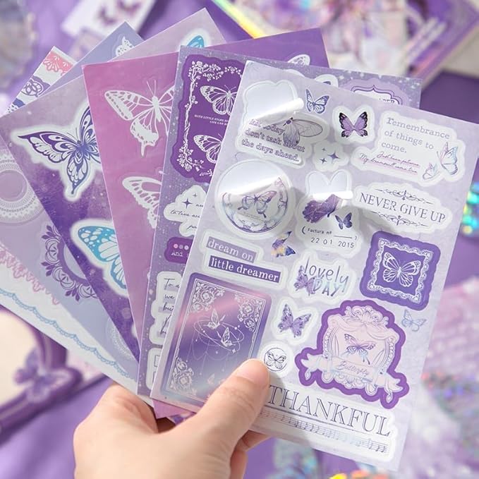 346 Pcs Blue Butterfly Set with A6 Grid Notebook