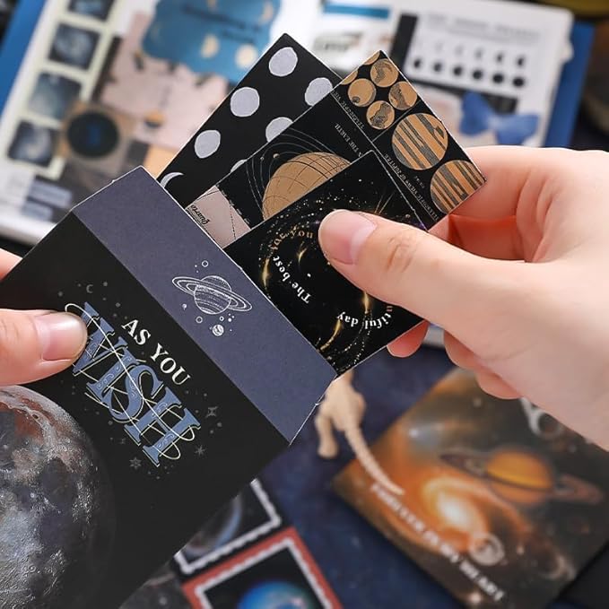 346 Pcs Black Space Cosmos Set with A6 Grid Notebook