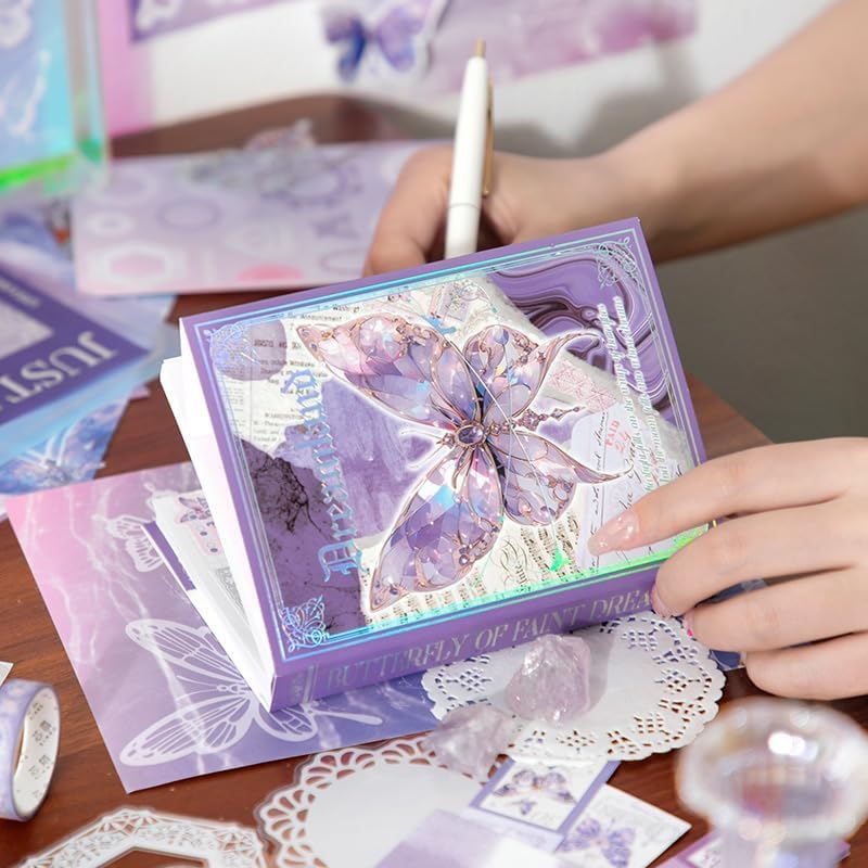 346 Pcs Blue Butterfly Set with A6 Grid Notebook