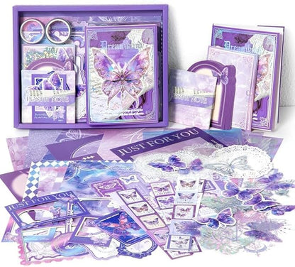 346 Pcs Blue Butterfly Set with A6 Grid Notebook