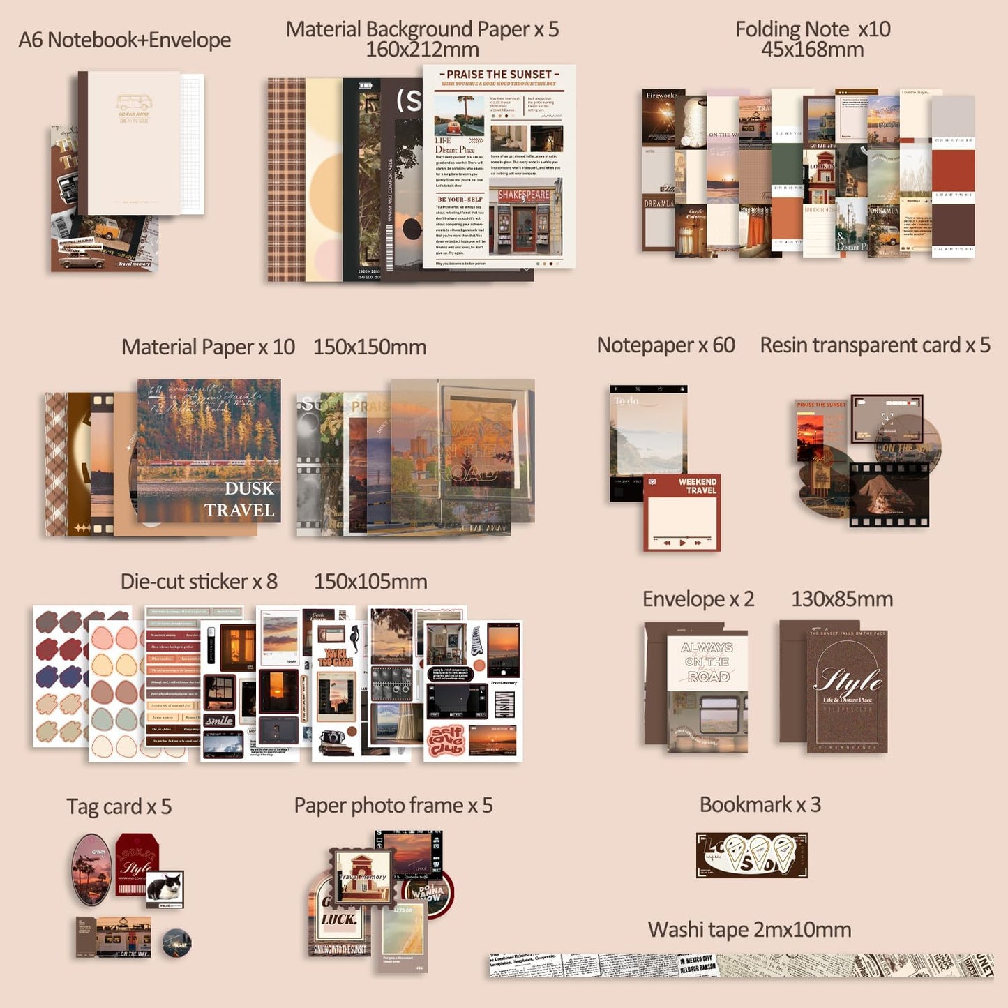 Time Travel Scrapbook Kit – A6 Grid Notebook & Vintage Stationery