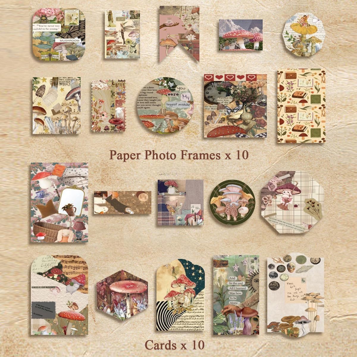 346 Pcs Mushroom Scrapbook Kit – A6 Grid Notebook