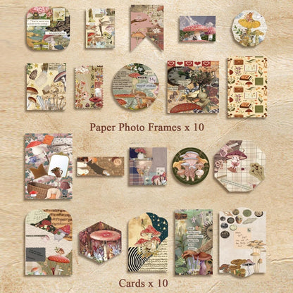 346 Pcs Mushroom Scrapbook Kit – A6 Grid Notebook