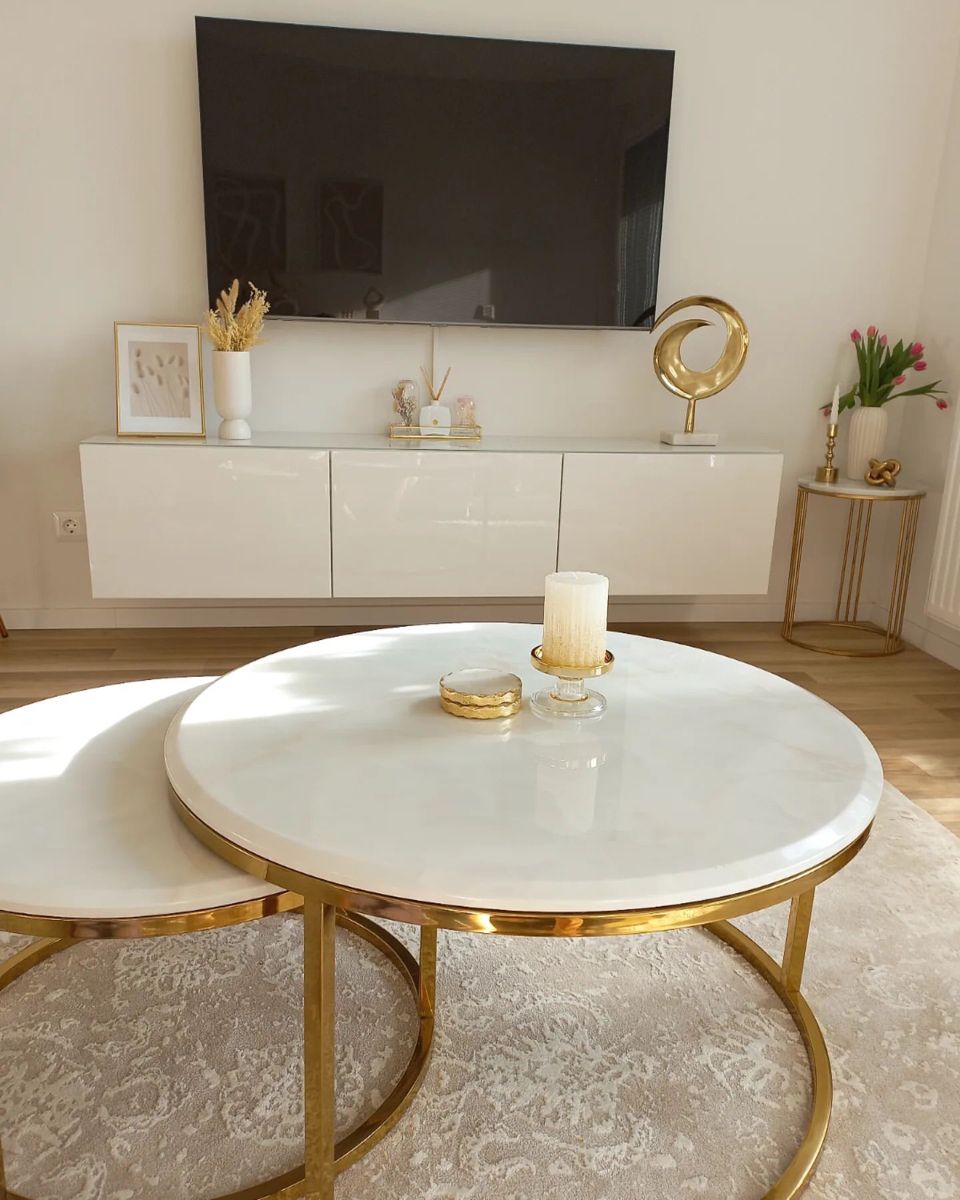 Modern Round Nesting Coffee Tables Set for Living Room