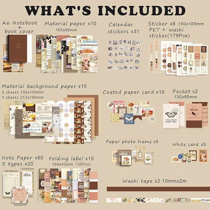 346pcs Vintage Scrapbook Stickers Pack
