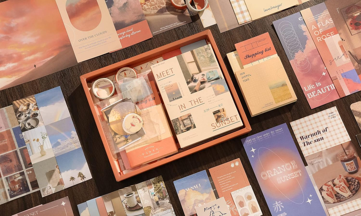 346 Pcs Paper Junk Journal & Scrapbook Kit – Until Sunset (Orange)