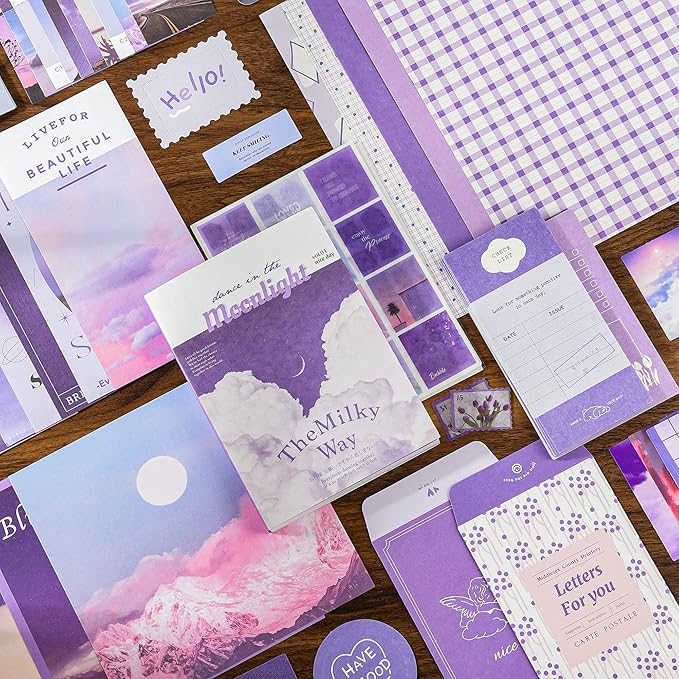 346pcs Vintage Scrapbook Stickers Pack – Moonlight Aesthetic