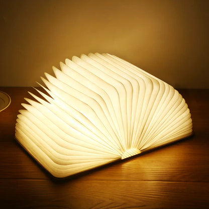 Folding Book Wooden  Lamp 12"