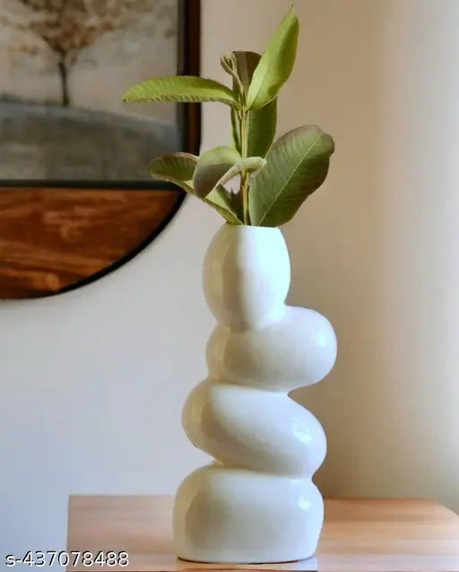 White Ceramic Pebble Vase
