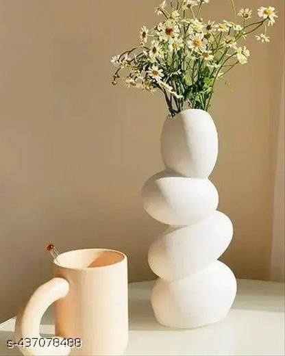 White Ceramic Pebble Vase