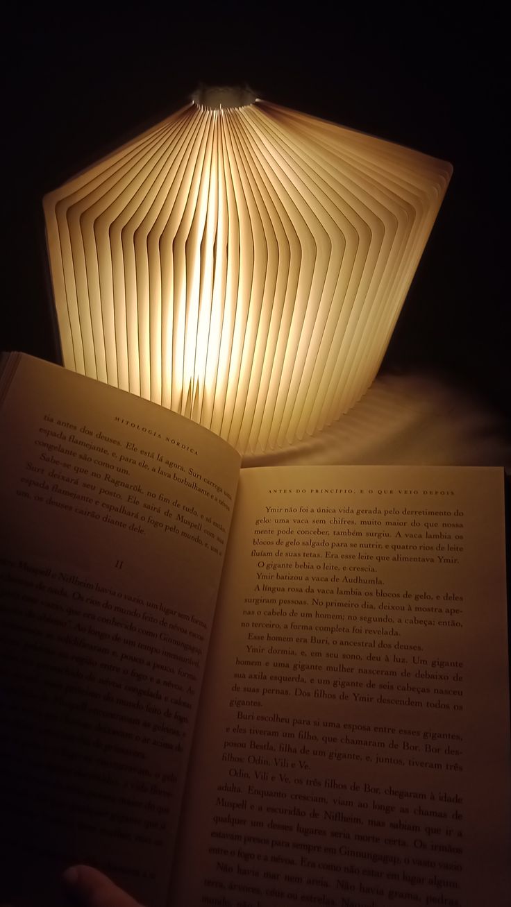 Folding Book Wooden  Lamp 12"