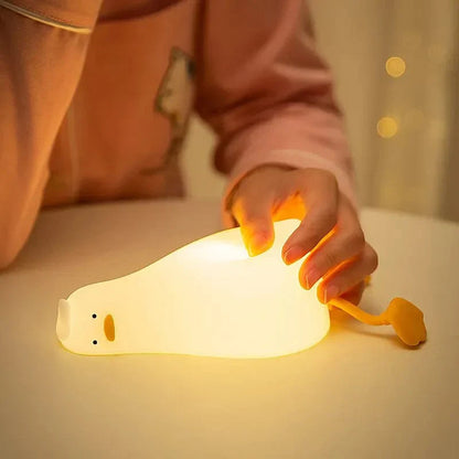 Korean night lamp lazy duck switched on by tap