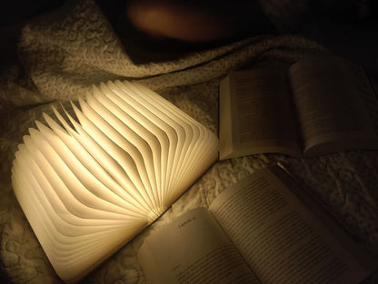 Folding Book Wooden  Lamp 12"